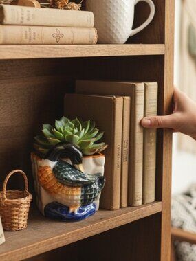 Vintage Japan Made Porcelain Mallard Duck Toothpick Holder / Small Planter